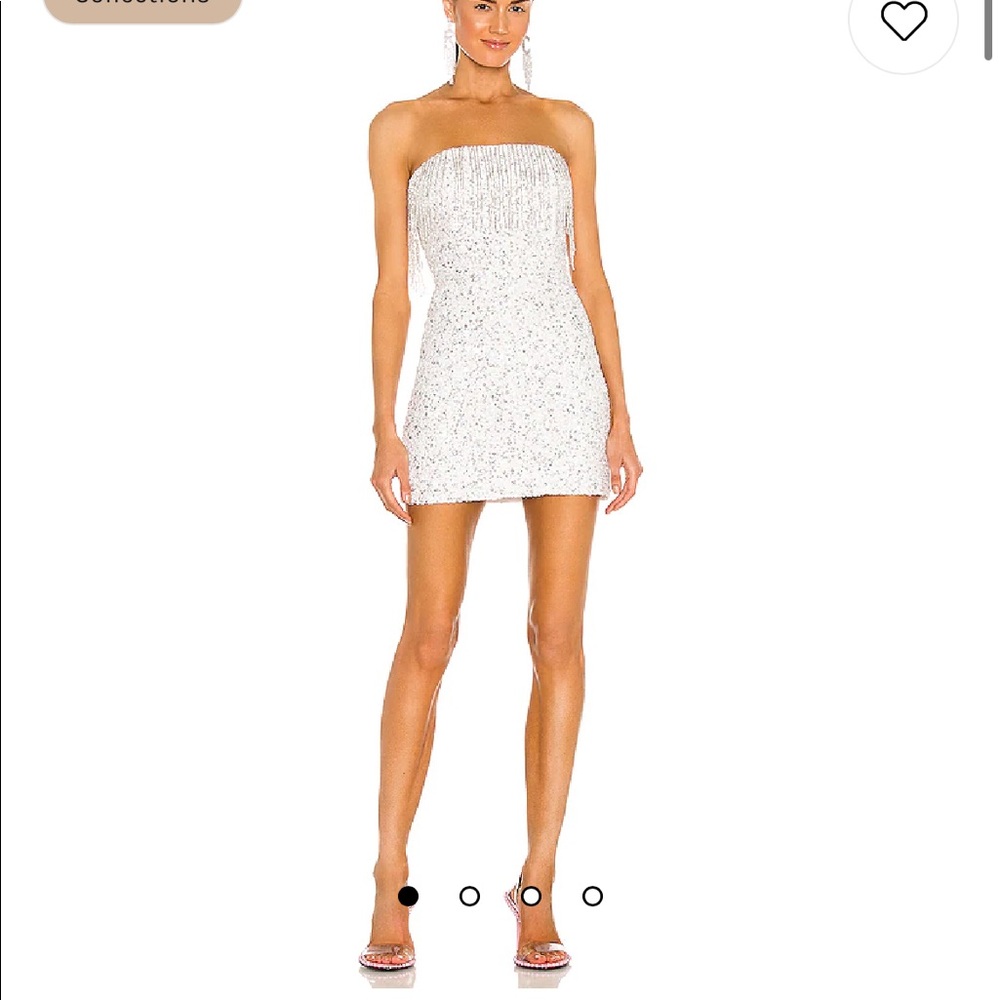 Retrofete White Sequin Fringe Cassandra Dress